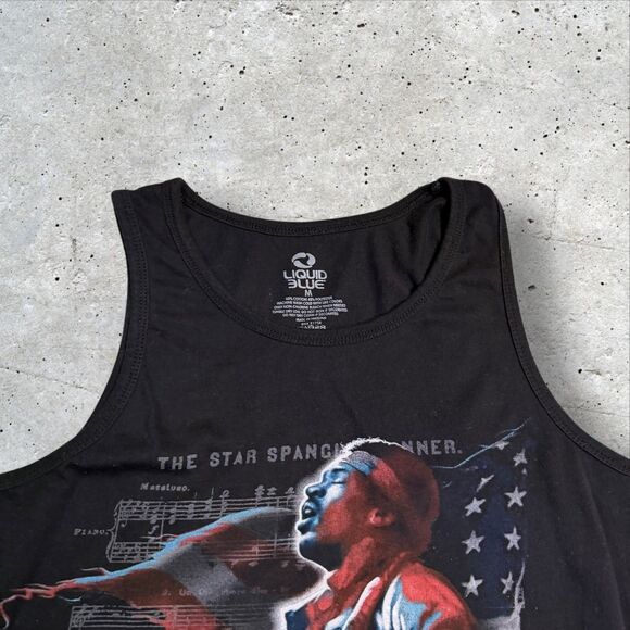 Vtg 2003 Liquid Blue Jimi Hendrix Star Spangled Banner Tank Top Black Size M - Picture 3 of 9